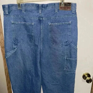 Steve Barry Carpenter Jeans Men Sz 38x34 Blue Denim Relaxed Fit HAND CUT